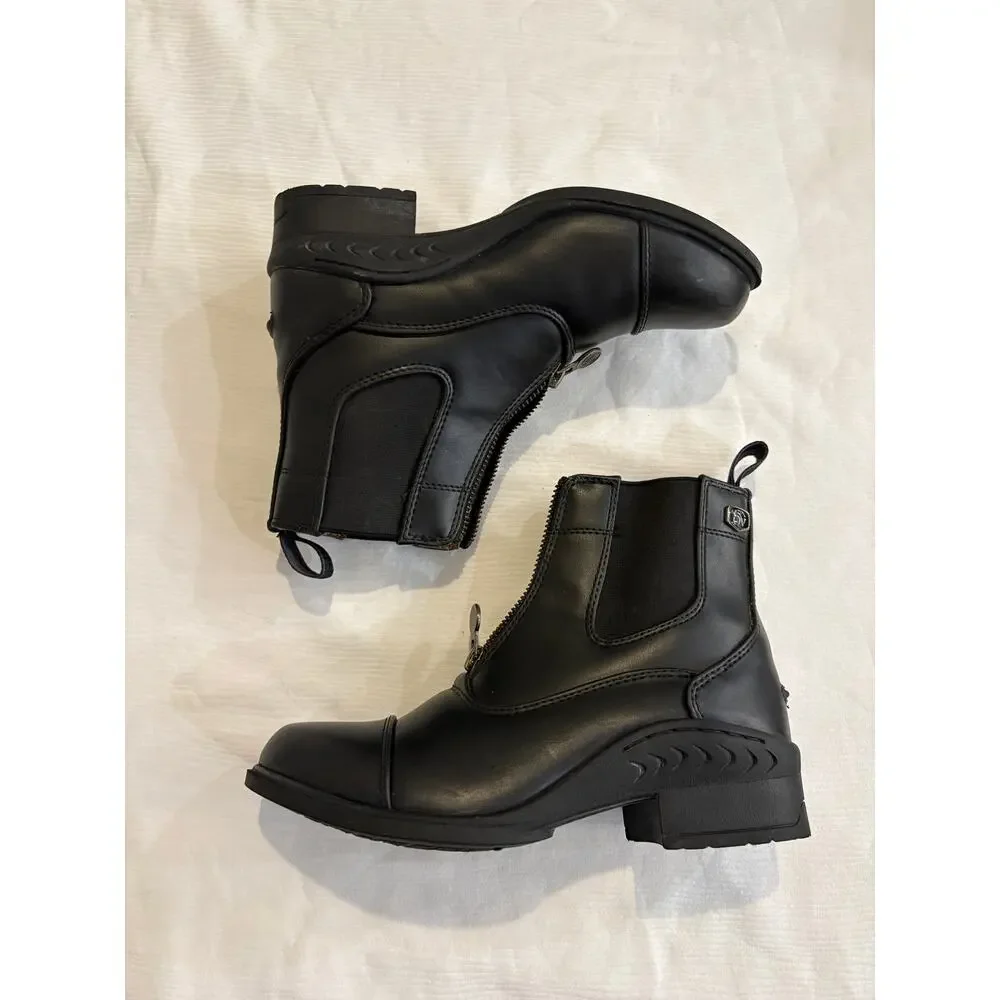 Ovation Child's 3 Quantum Zip Paddock Riding Boots Polished Black Faux Leather